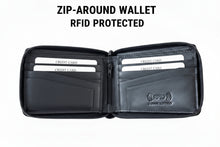 Load image into Gallery viewer, SEDONA® Men's Zip-Around Bifold Leather Wallet - RFID Blocking High-Capacity Card Holder