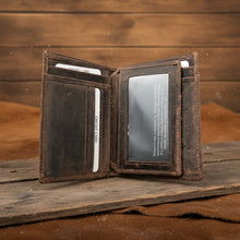 Load image into Gallery viewer, SEDONA® Rugged Buffalo Leather 15-Slot Vertical Bifold Wallet with RFID Protection & Cash Divider