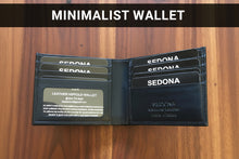 Load image into Gallery viewer, SEDONA® Minimalist Black Cowhide Leather Bifold Wallet with 6 Card Slots & Bill Divider