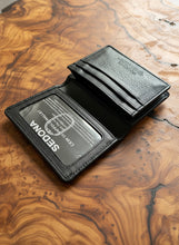Load image into Gallery viewer, SEDONA® Premium Full-Grain Leather Business Card Holder - High-Capacity Gusseted Wallet with 4 Credit Card Slots, Slim Pocket Organizer for Men and Women, Classic Black