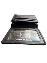 Load image into Gallery viewer, SEDONA® Premium Full-Grain Leather Business Card Holder - High-Capacity Gusseted Wallet with 4 Credit Card Slots, Slim Pocket Organizer for Men and Women, Classic Black
