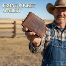 Load image into Gallery viewer, Contour Slim Wallet: Ergonomic Buffalo Leather Front Pocket Wallet in Hunter Brown