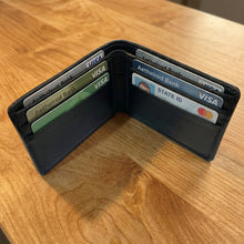 Load image into Gallery viewer, Slim Leather Bifold Wallet with Outside ID Window & RFID Protection - Premium Black Cowhide