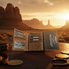 Load image into Gallery viewer, SEDONA® High Capacity Buffalo Leather Hipster Trifold Wallet for Men, 22 Card Slots, 3 ID Windows, Divided Cash Pocket, RFID Blocking Extra Large Vintage Brown Wallet