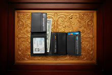 Load image into Gallery viewer, SEDONA® Slim Leather L-Fold Wallet with 18 Card Slots & License Window - Black Lambskin