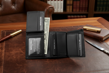 Load image into Gallery viewer, SEDONA® Slim Leather L-Fold Wallet with 18 Card Slots & License Window - Black Lambskin