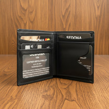 Load image into Gallery viewer, SEDONA® Men's Black Full-Grain Leather Bifold Wallet with ID Flap – RFID Blocking, 8 Card Slots, Dual ID Windows & Business Card Holder