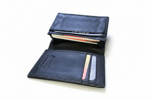 Load image into Gallery viewer, SEDONA® Black Genuine Leather Business Card Holder for Men & Women – RFID Blocking Card Case Wallet with Expandable Gusset & Exterior ID Window (