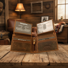 Load image into Gallery viewer, SEDONA® Vintage Leather Bifold Wallet with 2 flaps