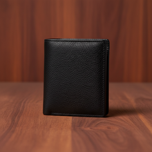 Load image into Gallery viewer, Men's Black Full-Grain Leather Bifold Wallet | 8 Card Slots, ID Window & Cash Divider
