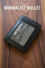 Load image into Gallery viewer, SEDONA®Black Full Grain Leather Minimalist Wallet - Handmade Front Pocket Card Holder with Expanding Gusset & ID Window