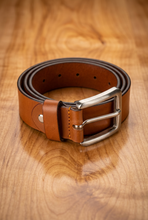 Load image into Gallery viewer, Full Grain Leather Belt Size 42-44, 1.5 inches wide, Cognac color
