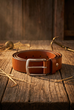 Load image into Gallery viewer, Full Grain Leather Belt Size 42-44, 1.5 inches wide, Cognac color
