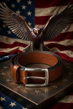 Load image into Gallery viewer, Full Grain Leather Belt Size 42-44, 1.5 inches wide, Cognac color
