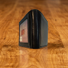 Load image into Gallery viewer, Slim Leather Bifold Wallet with Outside ID Window &amp; RFID Protection - Premium Black Cowhide
