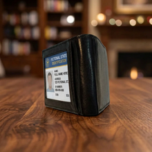 Load image into Gallery viewer, Slim Leather Bifold Wallet with Outside ID Window &amp; RFID Protection - Premium Black Cowhide
