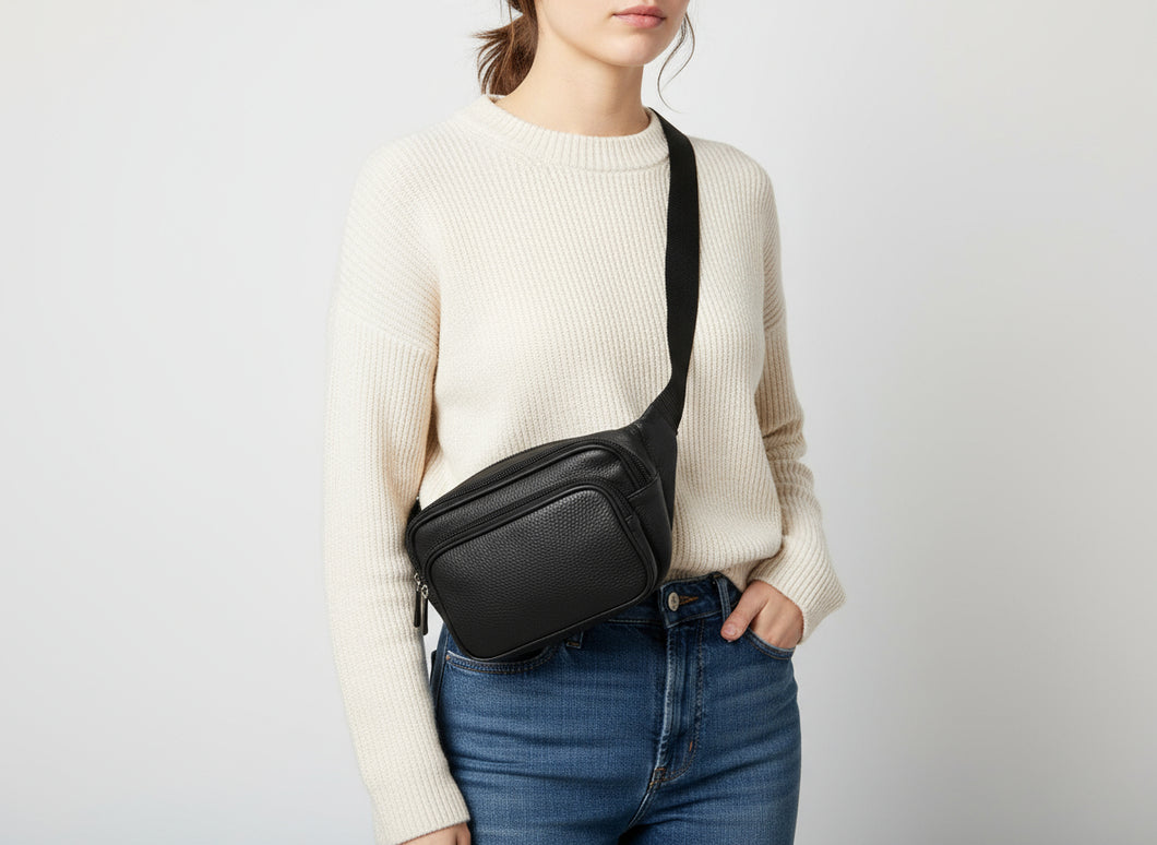 Leather dual purpose Crossbody Bag and Waist Pack
