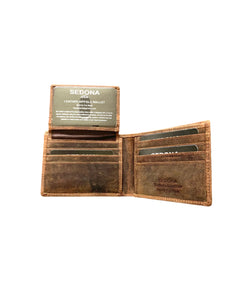 SEDONA® Bifold Wallet with Pullout id Window-Vintage Buffalo Leather