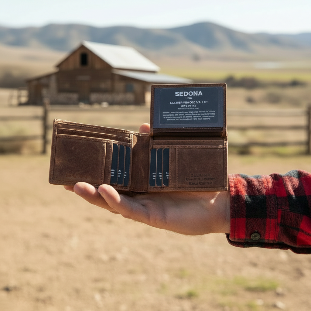SEDONA®  Buffalo Leather Bifold Wallet with horizontal card slots
