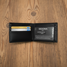 Load image into Gallery viewer, SEDONA® Men's Full Grain Leather Slim Bifold Wallet – 9 Card Slots, Divided Cash Pocket, &amp; Internal Flap ID Window, Minimalist Front Pocket Design
