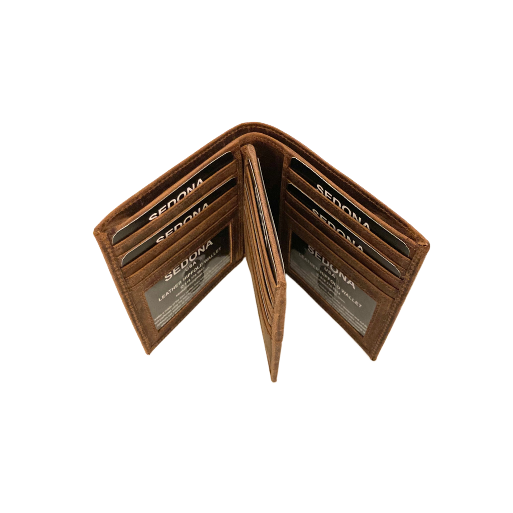 SEDONA® Buffalo Leather Hipster Wallet with center flap