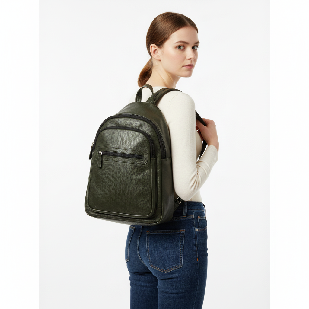 SEDONA® Leather Backpack with Zippered Strap