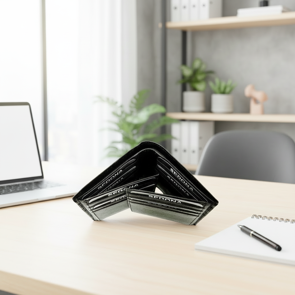 SEDONA® Fourfold leather wallet with 16 card slots