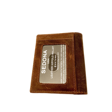 Load image into Gallery viewer, SEDONA® Leather Minimalist Bifold Wallet outside id
