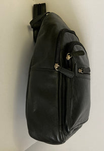 Leather Backpack with Zippered Strap